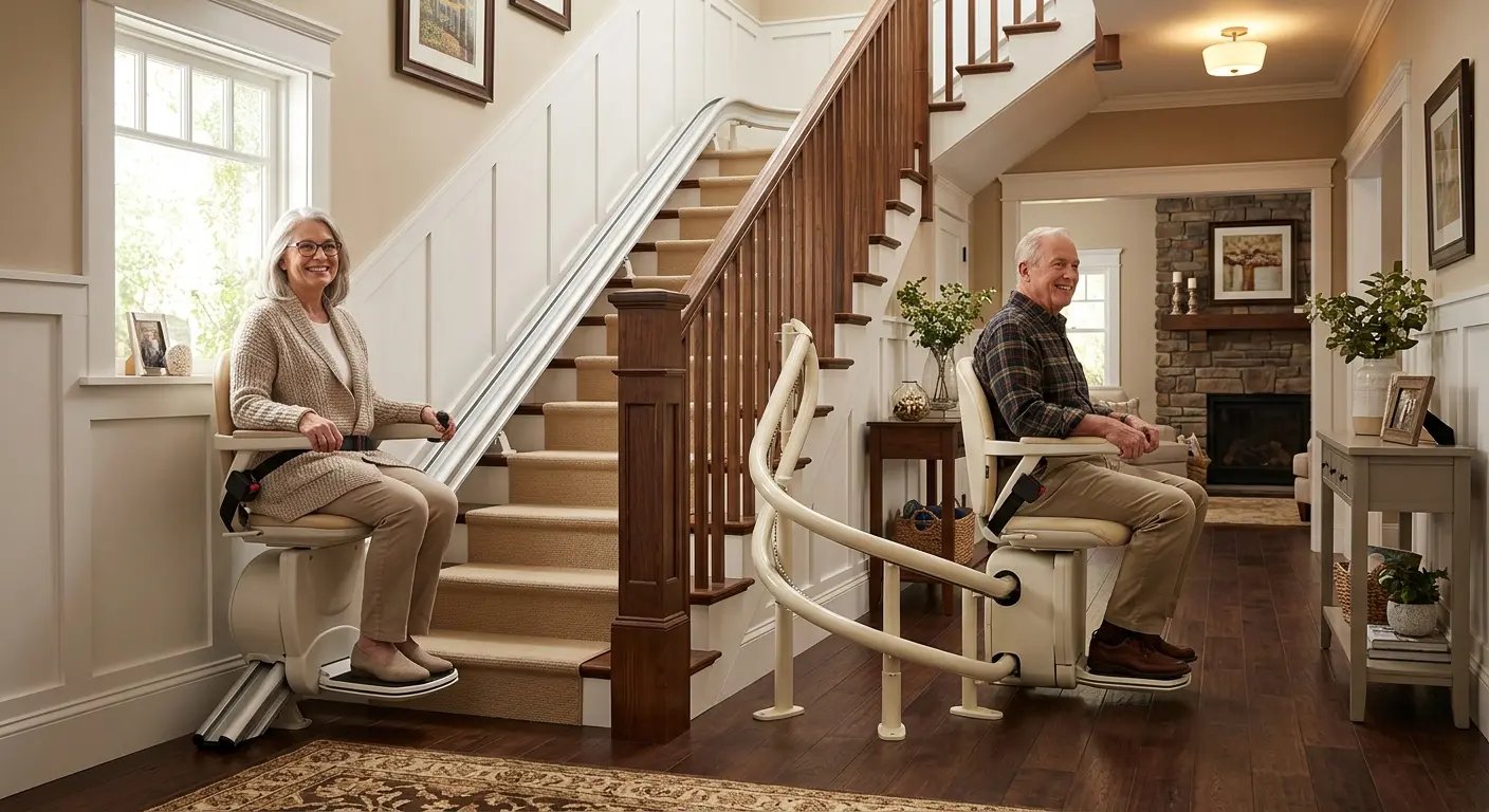 Acorn 130 and Acorn 180 stairlifts for straight and curved staircases